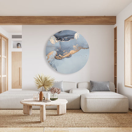 Wandcirkel woonkamer Abstracte Kunst Grijs Marmer