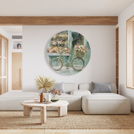 Wandcirkel woonkamer Kunstwerk van een Fiets voor een Bloemenwinkel