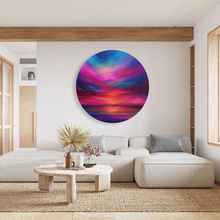 Wandcirkel woonkamer Abstract Kunstwerk van een Zonsondergang