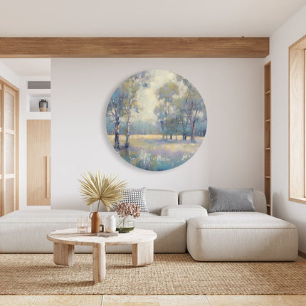Wandcirkel woonkamer Kunstwerk van Bomen in een Veld
