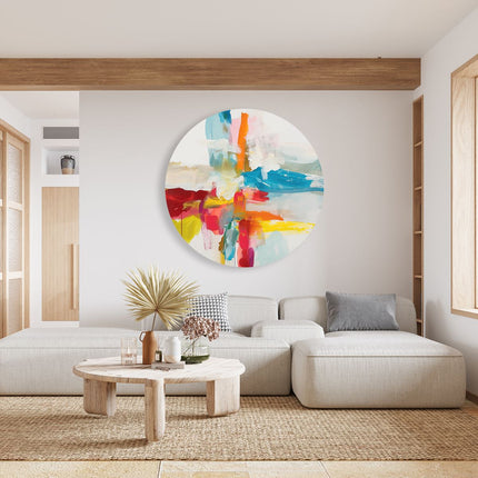 Wandcirkel woonkamer Abstract Kunstwerk met Heldere Kleuren