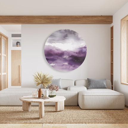 Wandcirkel woonkamer Aquarelkunstwerk van een Paarse Lucht