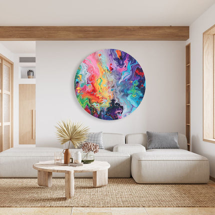 Wandcirkel woonkamer Abstract Kunstwerk met Kleurrijke Wervelingen en Wervelingen