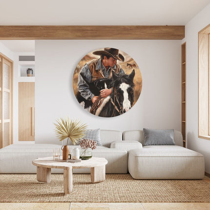 Wandcirkel woonkamer Cowboy en zijn Hond