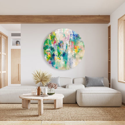 Wandcirkel woonkamer Abstract Kunstwerk met Heldere Kleuren