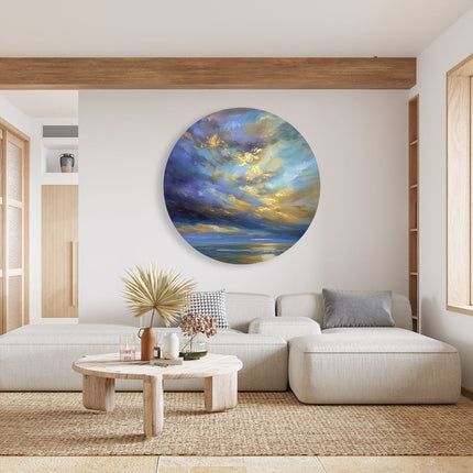Wandcirkel woonkamer Kunstwerk van een Bewolkte Hemel boven de Oceaan