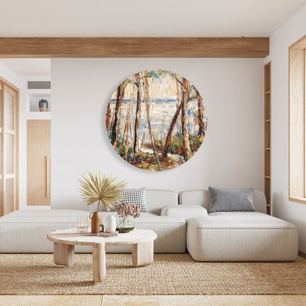Wandcirkel woonkamer Kunstwerk van Bomen aan het Water