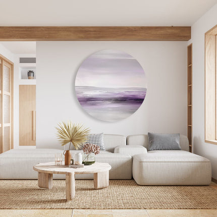 Wandcirkel woonkamer Abstract Kunstwerk in Paars en Grijs
