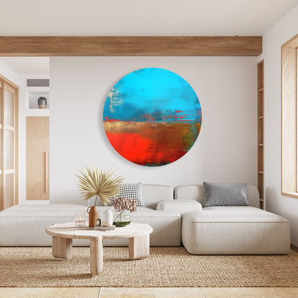Wandcirkel woonkamer Abstract Kunstwerk met Rode, Blauwe en Gele Kleuren