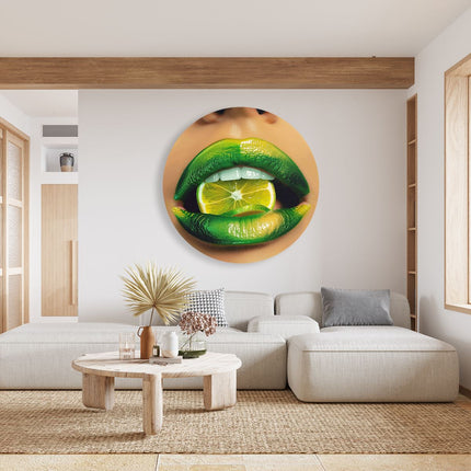 Wandcirkel woonkamer Vrouwenlippen met een Schijfje Limoen Erop