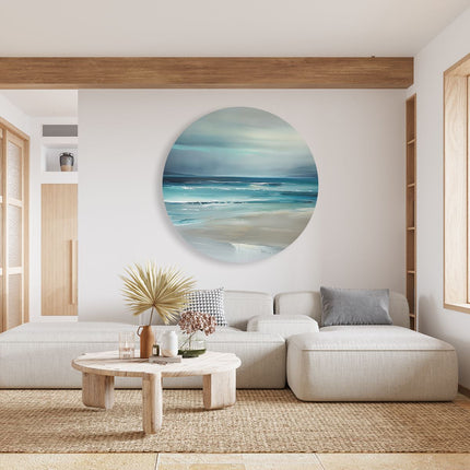 Wandcirkel woonkamer Abstract Kunstwerk van een Strand