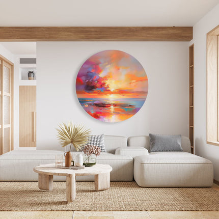 Wandcirkel woonkamer Abstract Kunstwerk van een Zonsondergang