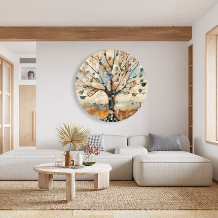 Wandcirkel woonkamer Abstract Kunstwerk van een Boom