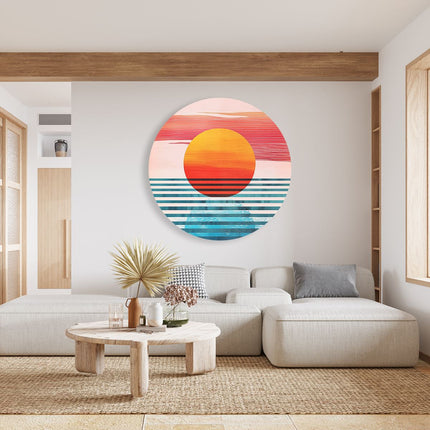 Wandcirkel woonkamer De Zon komt op boven de Oceaan