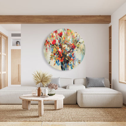 Wandcirkel woonkamer Kunstwerk van Bloemen in een Vaas