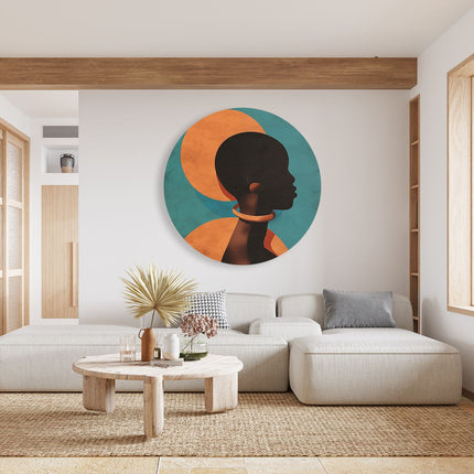 Wandcirkel woonkamer Silhouet van Afrikaanse Vrouw
