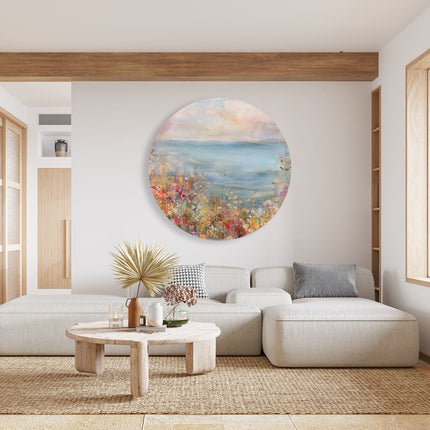 Wandcirkel woonkamer Kunstwerk van Bloemen aan Zee
