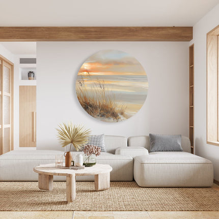 Wandcirkel woonkamer Kunstwerk van een Zonsondergang op het Strand