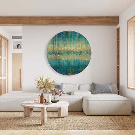Wandcirkel woonkamer Het Kunstwerk is Blauw en Goud
