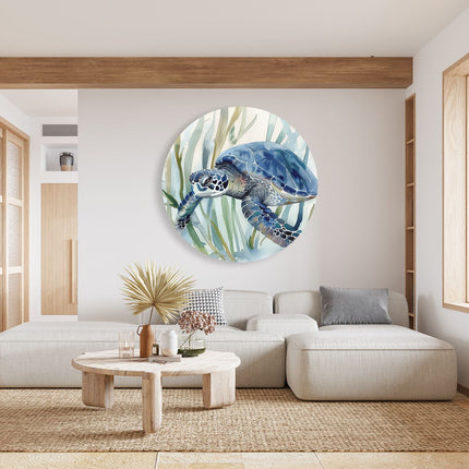 Wandcirkel woonkamer Aquarelkunstwerk van een Zeeschildpad