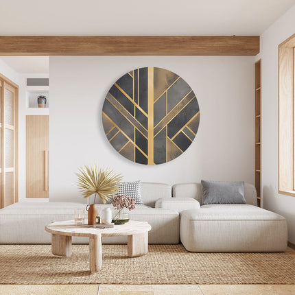 Wandcirkel woonkamer Zwart en Goud Art Deco Behang