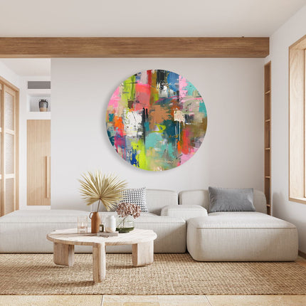 Wandcirkel woonkamer Abstract Kunstwerk met Heldere Kleuren
