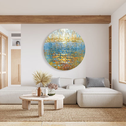 Wandcirkel woonkamer Abstract Kunstwerk van een Zonsondergang