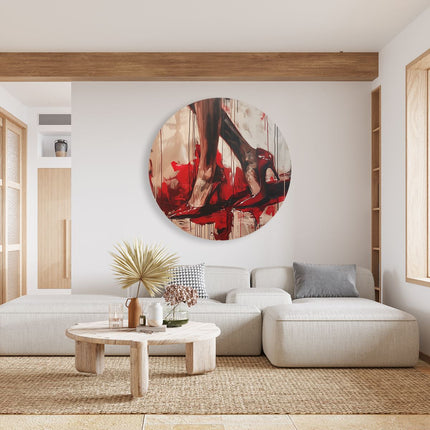 Wandcirkel woonkamer Kunstwerk van een Vrouw in Rode Schoenen met Hoge Hakken