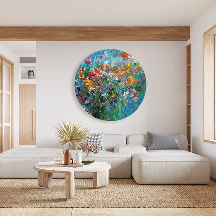 Wandcirkel woonkamer Kleurrijke Bloemen in een Vaas