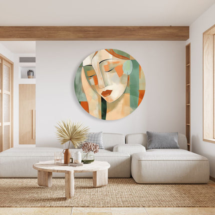 Wandcirkel woonkamer Abstract Kunstwerk van het Gezicht van een Vrouw