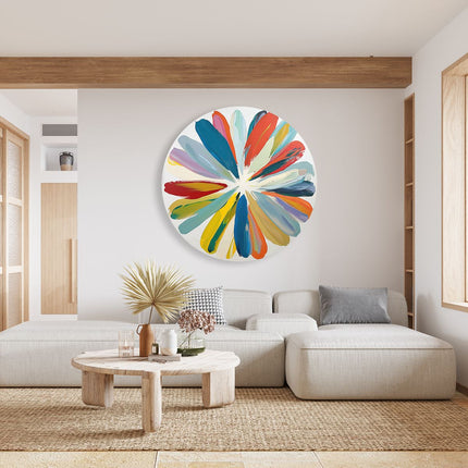 Wandcirkel woonkamer Abstract Kunstwerk van een Bloem