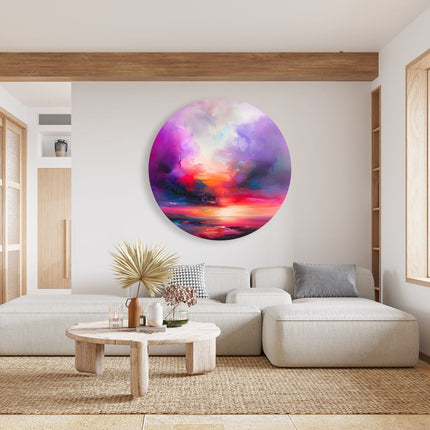 Wandcirkel woonkamer Abstract Kunstwerk van een Zonsondergang
