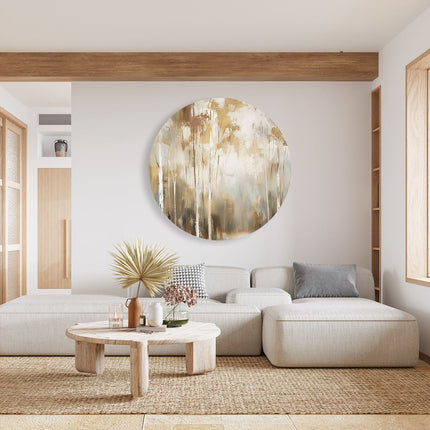 Wandcirkel woonkamer Abstract Kunstwerk van Berkenbomen