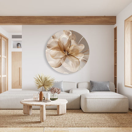 Wandcirkel woonkamer Bloem met een Beige Achtergrond