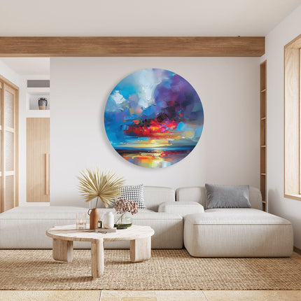 Wandcirkel woonkamer Abstract Kunstwerk van een Zonsondergang