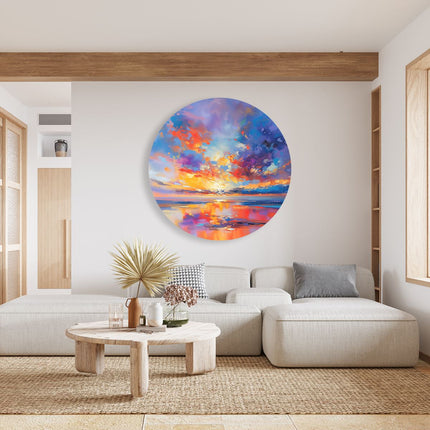 Wandcirkel woonkamer Abstract Kunstwerk van een Zonsondergang