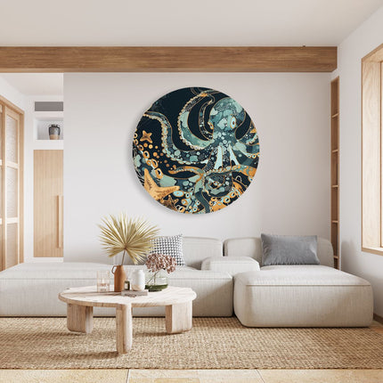 Wandcirkel woonkamer Octopus in de Zee