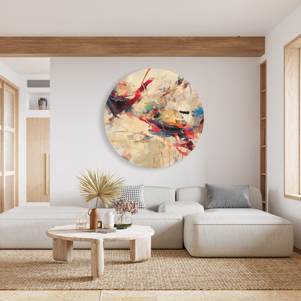 Wandcirkel woonkamer Abstract Kunstwerk met veel Kleuren