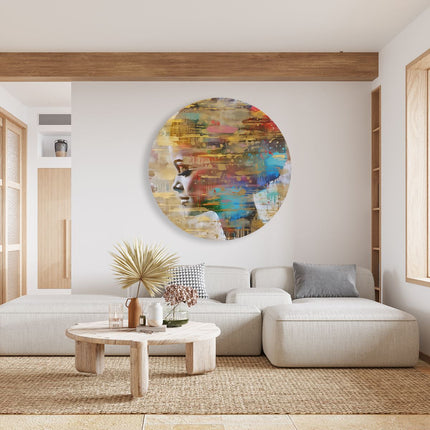 Wandcirkel woonkamer Abstract Kunstwerk van het Gezicht van een Vrouw