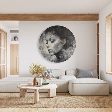 Wandcirkel woonkamer Portret van een Vrouw met haar Ogen Dicht