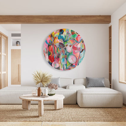 Wandcirkel woonkamer Kunstwerk van Muzikanten die Instrumenten Bespelen
