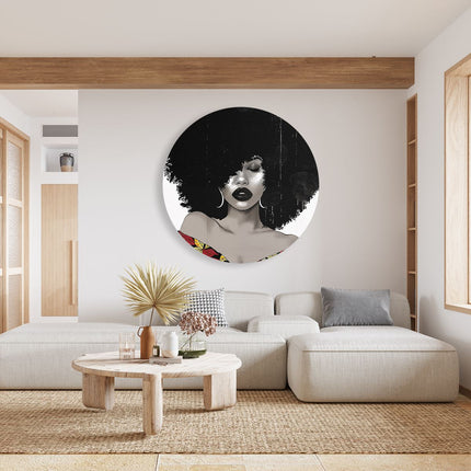 Wandcirkel woonkamer Afrikaanse Vrouw met een Afro