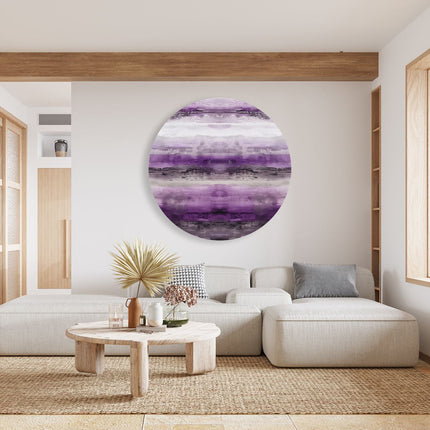 Wandcirkel woonkamer Paars Abstract Kunstwerk op een Witte Achtergrond
