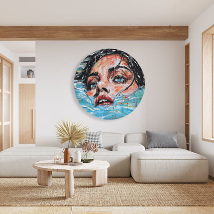 Wandcirkel woonkamer Kunstwerk van een Vrouw in het Water