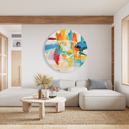 Wandcirkel woonkamer Abstract Kunstwerk met Heldere Kleuren