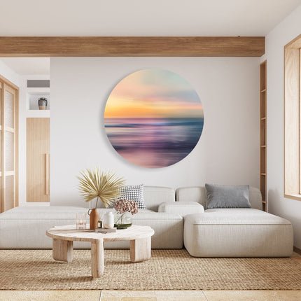 Wandcirkel woonkamer Wazig Beeld van de Oceaan bij Zonsondergang