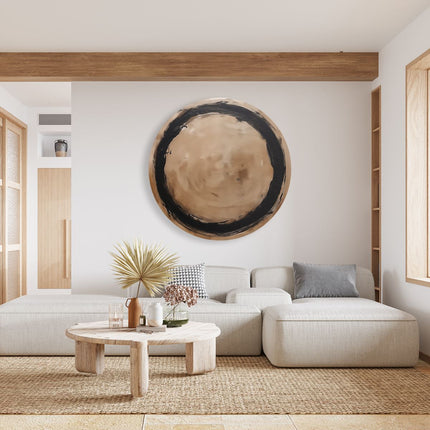 Wandcirkel woonkamer Zwart Wit Kunstwerk van een Cirkel
