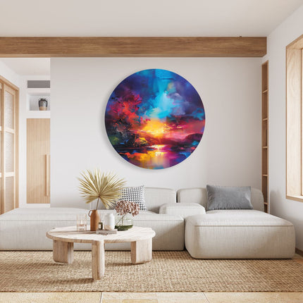 Wandcirkel woonkamer Abstract Kunstwerk van een Zonsondergang