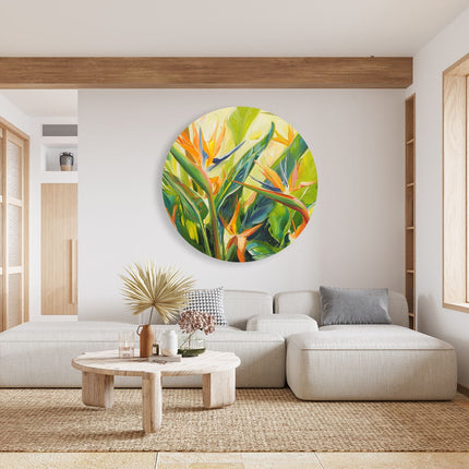 Wandcirkel woonkamer Kunstwerk van Paradijsvogels