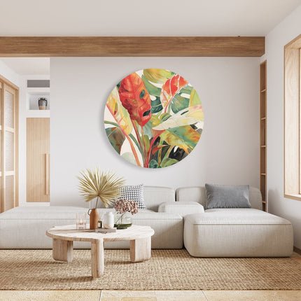 Wandcirkel woonkamer Kunstwerk van Tropische Bladeren